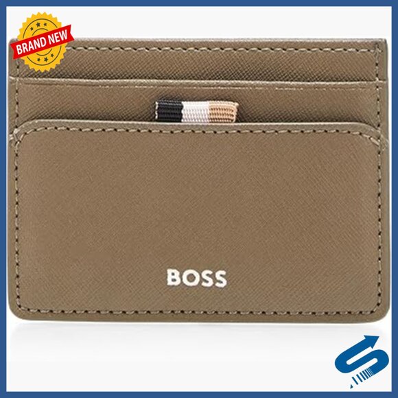 Leather Business Card Holder with Flap Closure Travel Accessory